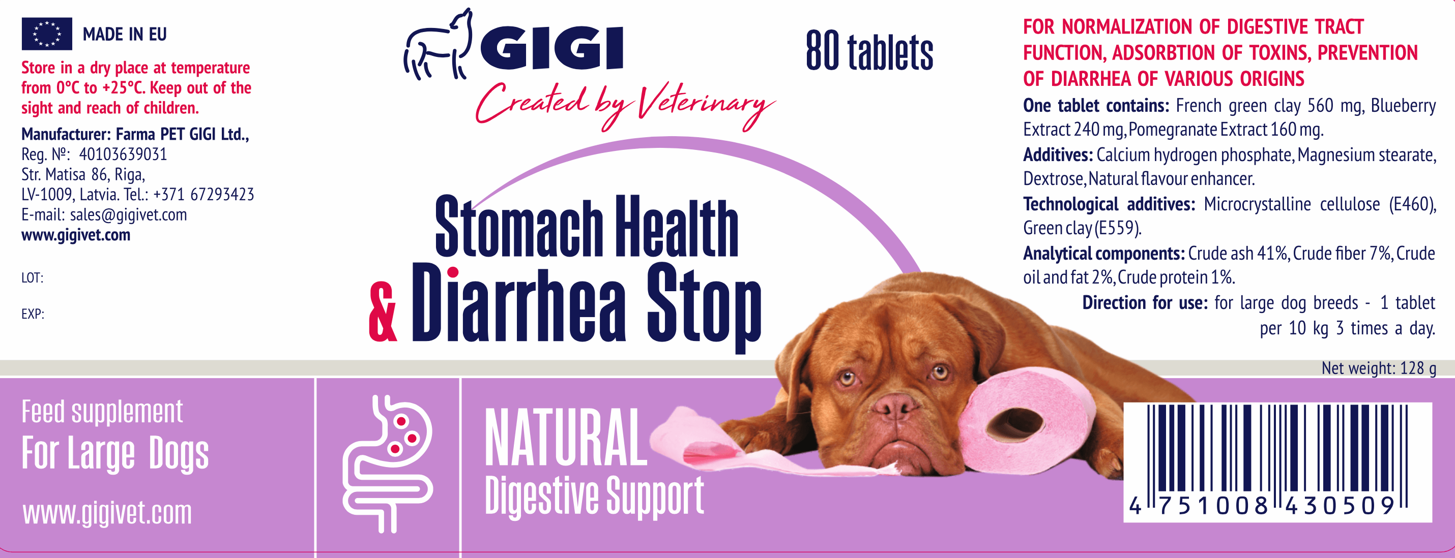 Stomach Health and Diarrhea Stop For Large Dogs GIGI VET